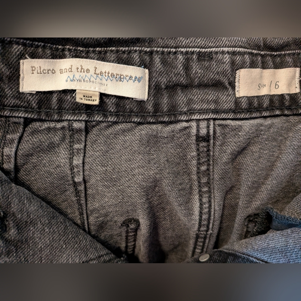Anthropologie Pilcro Button-Front Denim Mini Skirt Black Size 6 Utility Bohemian - Picture 12 of 16